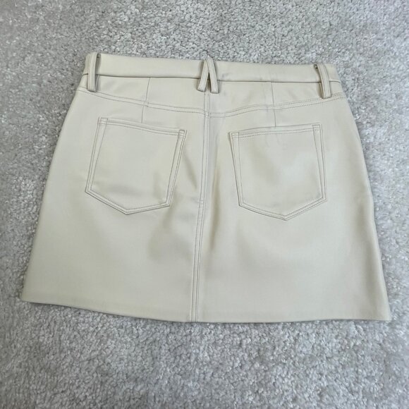 Good American Faux Leather Mini Skirt Bone Ivory Womens 10/30 NEW DEFECT - Picture 2 of 8